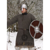 chainmail shirt Hauberk, unriveted round rings, Ø 8mm, 1,6mm wide, burnished steel