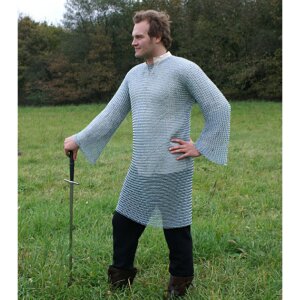 chainmail shirt, unriveted round rings, Ø 9mm, 1,6mm wide, galvanized steel