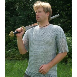 short-sleeved chainmail shirt, unriveted round rings, &Oslash; 9mm, 1,6mm wide, galvanized steel 