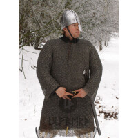 Chainmail shirt Hauberk, riveted flat rings and punched flat rings, Ø 6 mm, 1.0 mm wide, steel L