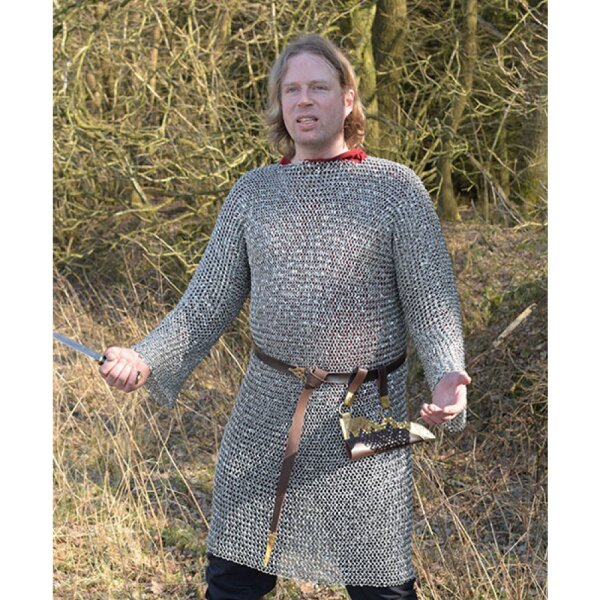 Chainmail shirt Hauberk, round rings with round rivets, Ø 9mm, 1,5mm wide, galvanized steel M