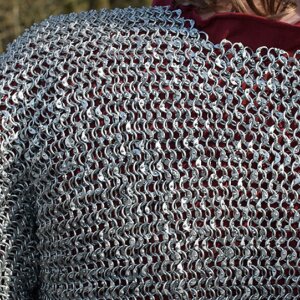 Chainmail shirt Hauberk, round rings with round rivets, Ø 9mm, 1,5mm wide, galvanized steel XL