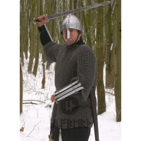 Chainmail shirt Haubergeon, flat ring mixed with wedge rivets, Ø 8mm, 1,8mm wide, steel L