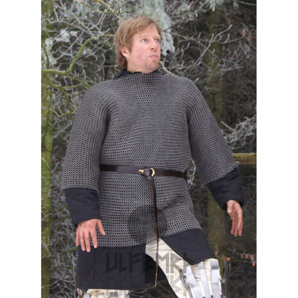 FChainmail shirt Haubergeon, flat ring with round rivets, Ø 8mm, 1,8mm wide, steel M