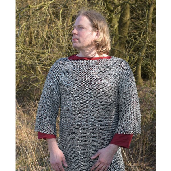 Chainmail shirt Haubergeon, round rings with round rivets. Ø 9mm, 1,5mm wide, galvanized steel M