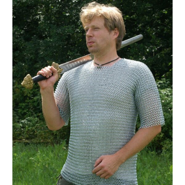 short-sleeved chainmail shirt, unriveted round rings, &Oslash; 9mm, 1,6mm wide, galvanized steel L