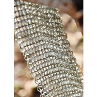 Chainmail Leg Protection or Chausses, unriveted round rings, Ø 8mm, 1.8mm wide, galvanized steel
