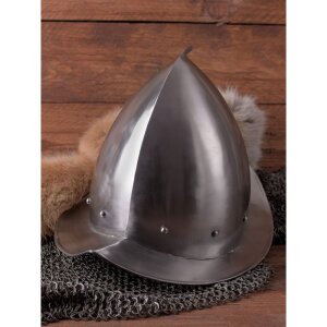 Spitzer Morion Helm mit Lederinlet 1,3mm Stahl