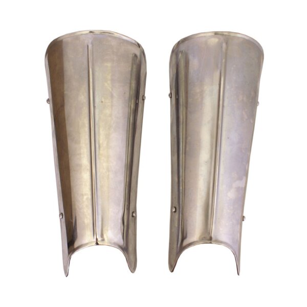 1 Pair Steel greaves with mid rib, 1,2 mm steel