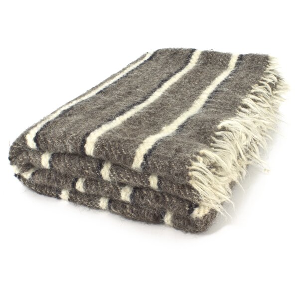 Large handwoven blanket dark stripes 210 x 220 cm