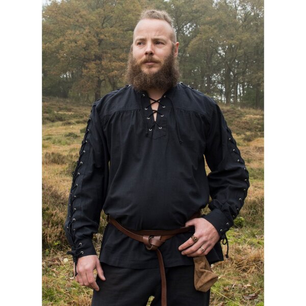 Medieval shirt black with lacing, Corvin