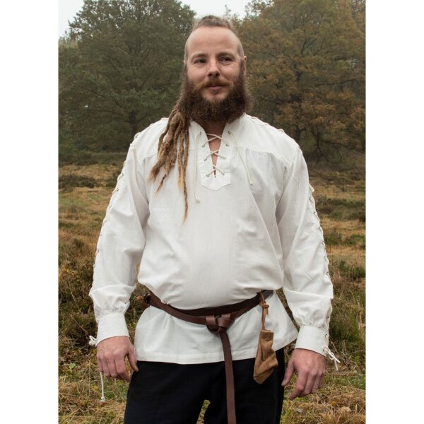 Medieval Shirt Corvin with Lacing made of cotton, natural-coloured