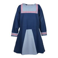 Viking Tunic Halvar with embroidery made of cotton, blue