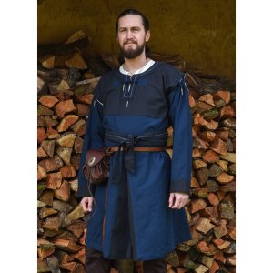 Medieval Tunic Bent with Detachable Sleeves made of cotton, blue/dark blue