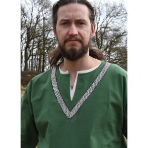 Medieval Braided Tunic Ailrik, short-sleeved, made of cotton, green