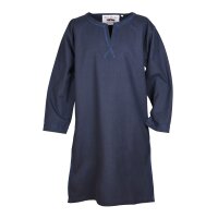 Medieval Braided Tunic Albrecht, long-sleeved, dark blue