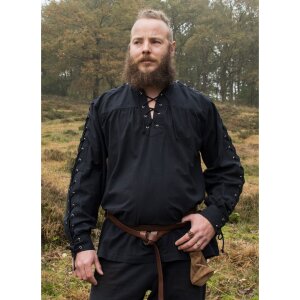 Medieval Shirt Corvin with Lacing, black S