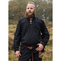 Medieval Shirt Corvin with Lacing, black L