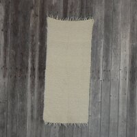 kleine handgewebte Wolldecke / Läufer wollweiß 70 x 150 cm
