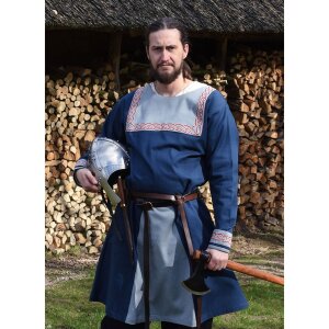 Viking Tunic Halvar with embroidery, blue M