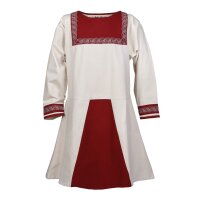 Viking Tunic Halvar with embroidery, natural-coloured/red M