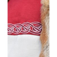 Wikinger Tunika Halvar mit Stickerei, natur/rot XL