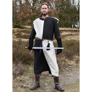 Medieval Tabard / Surcoat Eckhart, Mi-Parti, natural/black S/M/L