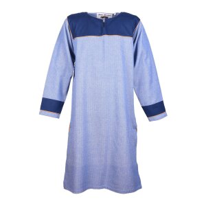 Viking Tunic Ove with Herringbone Pattern, blue L