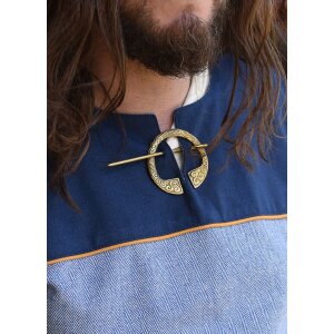 Viking Tunic Ove with Herringbone Pattern, blue L