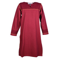 Viking Tunic Ove with Herringbone Pattern, wine red S