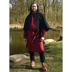 Viking Tunic Ove with Herringbone Pattern, wine red L