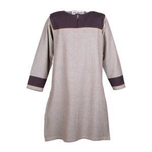 Viking Tunic Ove with Herringbone Pattern, brown L