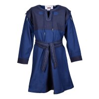 Medieval Tunic Bent with Detachable Sleeves, blue/dark blue M