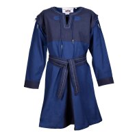 Medieval Tunic Bent with Detachable Sleeves, blue/dark blue L