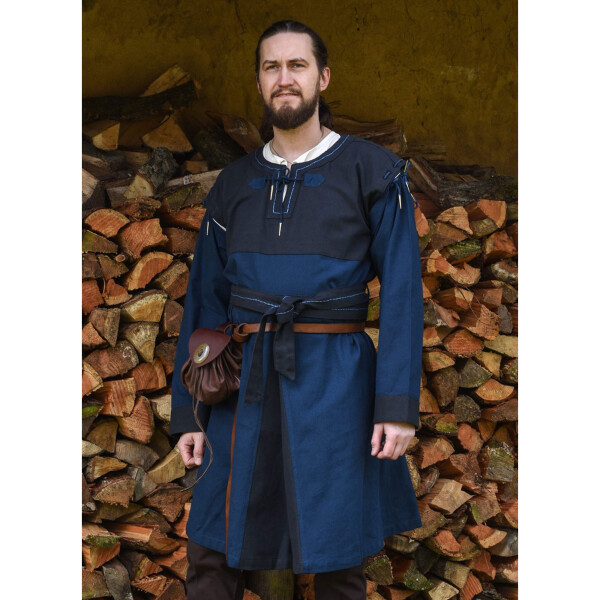 Medieval Tunic Bent with Detachable Sleeves, blue/dark blue XL