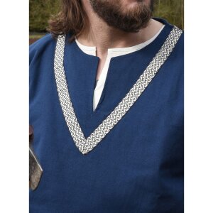 Medieval Braided Tunic Ailrik, short-sleeved, blue M