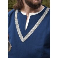 Medieval Braided Tunic Ailrik, short-sleeved, blue L