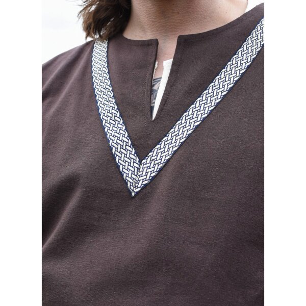 Medieval Braided Tunic Ailrik , short-sleeved, brown XXL