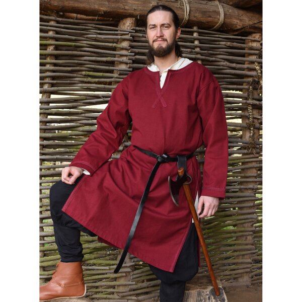 Medieval Braided Tunic Albrecht, long-sleeved, wine red L