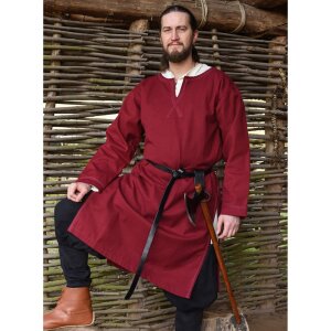 Medieval Braided Tunic Albrecht, long-sleeved, wine red XL