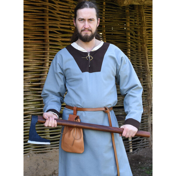 Medieval Tunic Vallentin, blue-grey/brown S