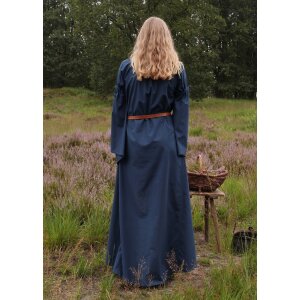 Mittelalter-Kleid Blau mit Trompetenärmeln, Burglinde