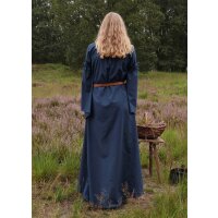 Mittelalter-Kleid Blau mit Trompetenärmeln, Burglinde