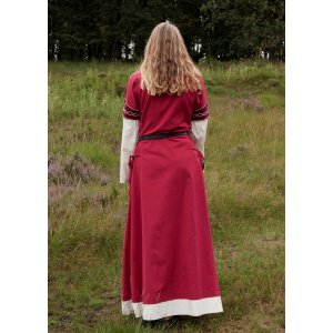 High medieval dress Alvina with trumpet sleeves red/nature