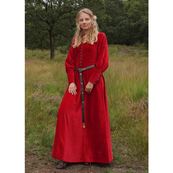 Spätmittelalter-Kleid Isabell Samt Cotehardie Rot