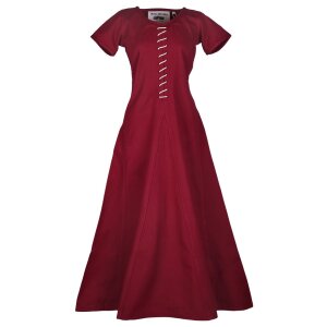 Kurzärmelige Cotehardie Mittelalter Kleid Ava Weinrot