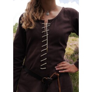 Cotehardie late medieval dress Ava long sleeve brown