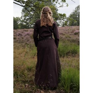 Cotehardie late medieval dress Ava long sleeve brown