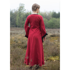 Spätmittelalterliches Höllenfensterkleid Bliaut Amal Rot/Schwarz XL