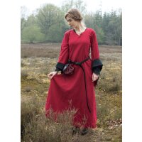 Spätmittelalterliches Höllenfensterkleid Bliaut Amal Rot/Schwarz XL